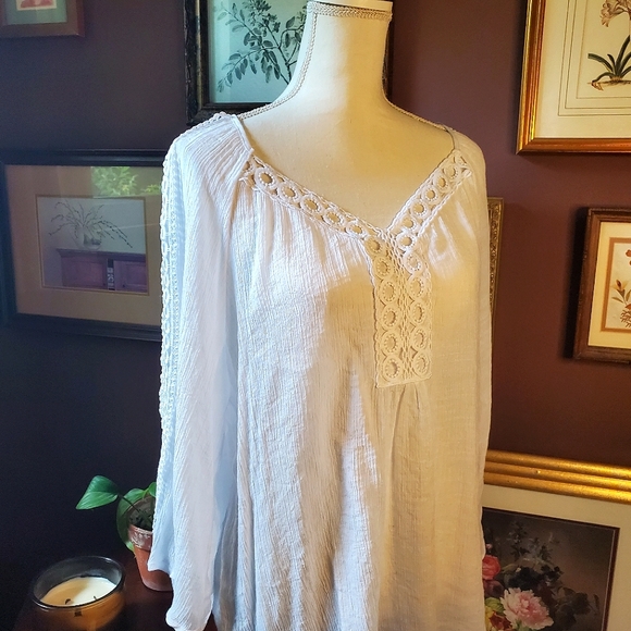 Zac & Rachel Tops - White tunic blouse breezy summer plus size 2X Zac and Rachel white top